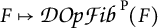 F maps to script D O p script F i b super P (F)