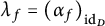 lambda sub f equals (alpha sub f) sub i d sub D