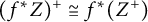 left parenthesis f Superscript asterisk Baseline upper Z right parenthesis Superscript plus Baseline approximately equals f Superscript asterisk Baseline left parenthesis upper Z Superscript plus Baseline right parenthesis