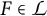 Mathematical expression stating F is an element of script L.