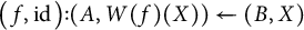 (f, i d) : (A, W(f)(X)) ← (B, X)