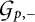 Mathematical expression showing script capital G sub p comma minus.