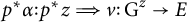 p super asterisk alpha colon p super asterisk z double arrow v colon G super z arrow E