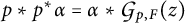 p asterisk p super asterisk alpha equals alpha asterisk script G sub p comma F (z)