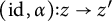 (i d, alpha) : z → z prime