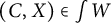 (C, X) is an element of the integral of W