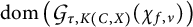 Mathematical expression dom ( G sub tau , K ( C , X ) ( chi sub f , v ) )
