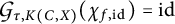Script G sub tau, K (C, X) (chi sub f, i d) equals i d