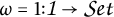 omega equals 1 to 1 yields Set