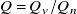 upper Q equals upper Q Subscript v Baseline divided by upper Q Subscript n