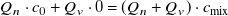 upper Q Subscript n Baseline dot c 0 plus upper Q Subscript v Baseline dot 0 equals left parenthesis upper Q Subscript n Baseline plus upper Q Subscript v Baseline right parenthesis dot c Subscript mix