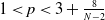 1 less than p less than 3 plus StartFraction 8 Over upper N minus 2 EndFraction