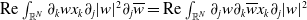 normal upper R normal e integral Underscript double struck upper R Superscript upper N Baseline Endscripts partial differential Subscript k Baseline w x Subscript k Baseline partial differential Subscript j Baseline StartAbsoluteValue w EndAbsoluteValue squared partial differential Subscript j Baseline w overbar equals normal upper R normal e integral Underscript double struck upper R Superscript upper N Baseline Endscripts partial differential Subscript j Baseline w partial differential Subscript k Baseline w overbar x Subscript k Baseline partial differential Subscript j Baseline StartAbsoluteValue w EndAbsoluteValue squared