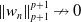 StartMetric w Subscript n Baseline EndMetric Subscript p plus 1 Superscript p plus 1 Baseline right arrow with stroke 0