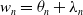w Subscript n Baseline equals theta Subscript n Baseline plus lamda Subscript n