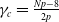 gamma Subscript c Baseline equals StartFraction upper N p minus 8 Over 2 p EndFraction