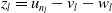 z Subscript l Baseline equals u Subscript n Sub Subscript l Baseline minus v Subscript l Baseline minus w Subscript l