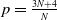 p equals StartFraction 3 upper N plus 4 Over upper N EndFraction