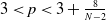 3 less than p less than 3 plus StartFraction 8 Over upper N minus 2 EndFraction