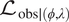 script upper L obs vertical bar phi lamda