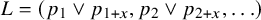 upper L equals left parenthesis p 1 or p Subscript 1 plus x Baseline comma p 2 or p Subscript 2 plus x Baseline comma ellipsis right parenthesis