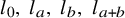 l 0 comma l Subscript a Baseline comma l Subscript b Baseline comma l Subscript a plus b Baseline