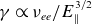 gamma proportional to nu Subscript e e Baseline divided by upper E Subscript double vertical bar Superscript 3 divided by 2