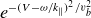 e Superscript minus left parenthesis upper V minus omega divided by k Super Subscript double vertical bar Superscript right parenthesis squared divided by v Super Subscript b Super Superscript 2