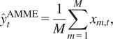y hat tAMME equals 1 upper M sigma summation m equals 1 Mxm comma t comma