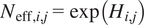 Neff comma i comma j equals expHi comma j
