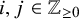 i comma j element of double struck upper Z Subscript greater than or equals 0 Baseline
