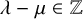 lamda minus mu element of double struck upper Z