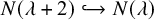 upper N left parenthesis lamda plus 2 right parenthesis right arrow with hook upper N left parenthesis lamda right parenthesis