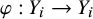 phi colon upper Y Subscript i Baseline right arrow upper Y Subscript i Baseline