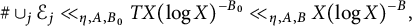 number sign union Subscript j Baseline script upper E Subscript j Baseline much less than Subscript eta comma upper A comma upper B 0 Baseline upper T upper X left parenthesis log upper X right parenthesis Superscript minus upper B 0 Baseline much less than Subscript eta comma upper A comma upper B Baseline upper X left parenthesis log upper X right parenthesis Superscript negative upper B Baseline comma