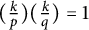 left parenthesis StartFraction k Over p EndFraction right parenthesis left parenthesis StartFraction k Over q EndFraction right parenthesis equals 1