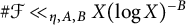 number sign script upper F much less than Subscript eta comma upper A comma upper B Baseline upper X left parenthesis log upper X right parenthesis Superscript negative upper B