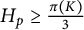 upper H Subscript p Baseline greater than or equals StartFraction pi left parenthesis upper K right parenthesis Over 3 EndFraction