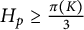 upper H Subscript p Baseline greater than or equals StartFraction pi left parenthesis upper K right parenthesis Over 3 EndFraction