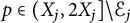 p element of left parenthesis upper X Subscript j Baseline comma 2 upper X Subscript j Baseline right bracket minus script upper E Subscript j