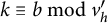 k identical to b mod v prime Subscript h