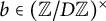 b element of left parenthesis double struck upper Z divided by upper D double struck upper Z right parenthesis Superscript times