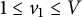 1 less than or equals v 1 less than or equals upper V