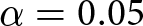 alpha equals 0.05
