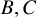 upper B comma upper C