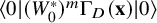left angle bracket 0 StartAbsoluteValue left parenthesis upper W 0 Superscript asterisk Baseline right parenthesis Superscript m Baseline normal upper Gamma Subscript upper D Baseline left parenthesis bold x right parenthesis EndAbsoluteValue 0 right angle bracket