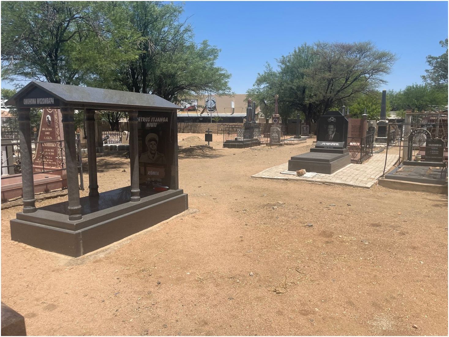 German military cemetery in Okahandja with graves of German soldiers and local residents.