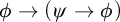 phi right arrow left parenthesis psi right arrow phi right parenthesis