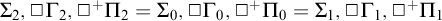 normal upper Sigma 2 comma white medium square normal upper Gamma 2 comma white medium square Superscript plus Baseline normal upper Pi 2 equals normal upper Sigma 0 comma white medium square normal upper Gamma 0 comma white medium square Superscript plus Baseline normal upper Pi 0 equals normal upper Sigma 1 comma white medium square normal upper Gamma 1 comma white medium square Superscript plus Baseline normal upper Pi 1