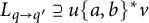 upper L Subscript q right arrow q prime Baseline superset of or equal to u left brace a comma b right brace Superscript asterisk Baseline v